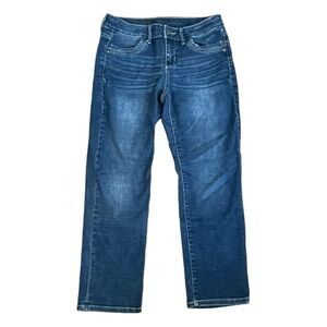 Simply Vera Wang Straight Leg Jeans Blue Medium Wash Denim Mid-Rise Sz 2